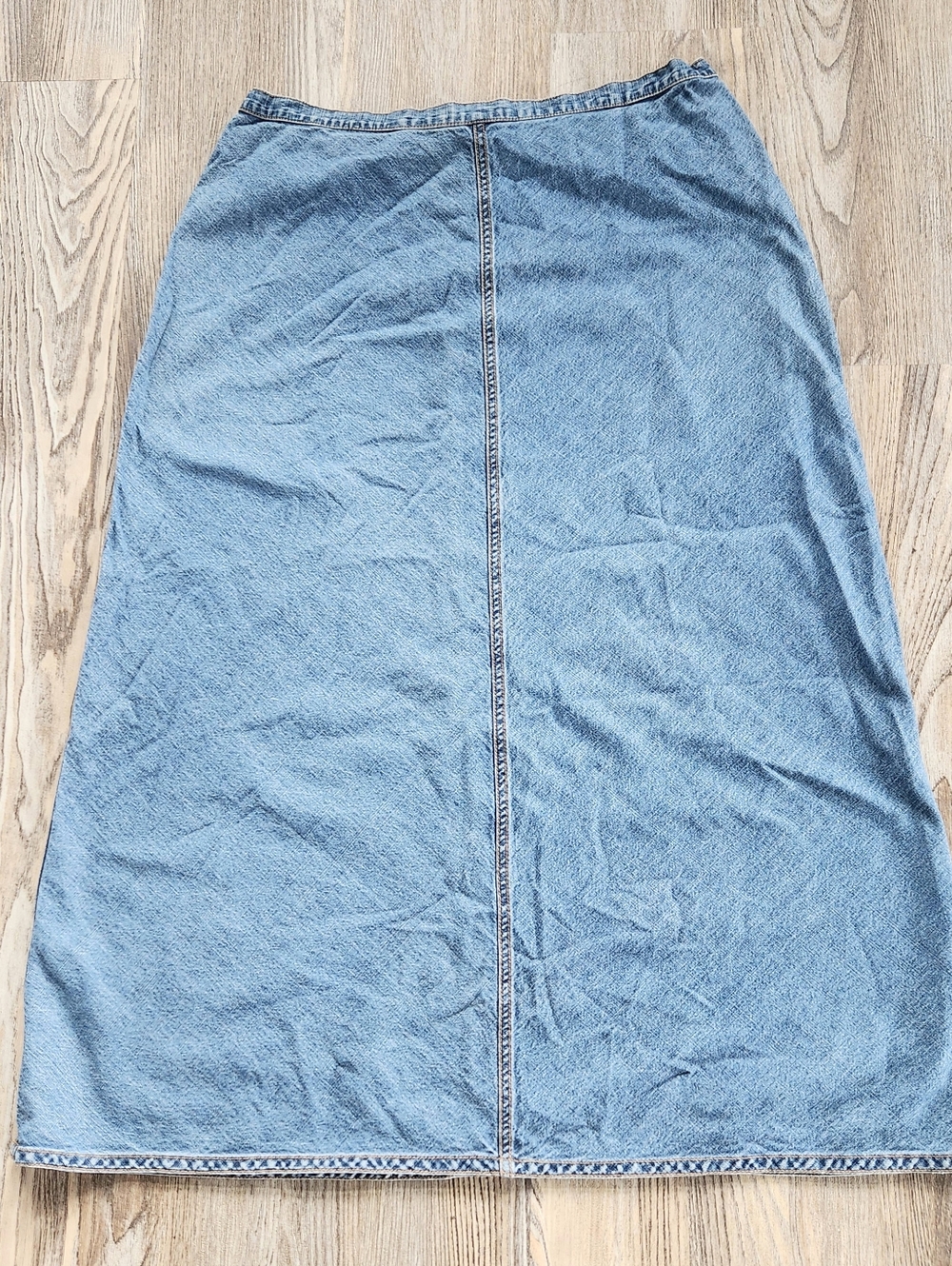 Y2K Chicos Denim Midi Skirt Womens 12 A Line Cotton Light Wash Boho Western